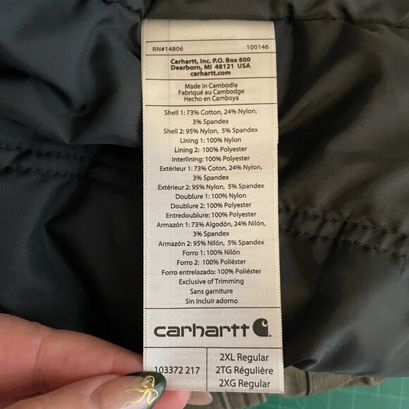 Carhartt Men 2XL Brown Full Swing Relaxed Fit Ripstop Insulated Jacket Hooded - Picture 12 of 12